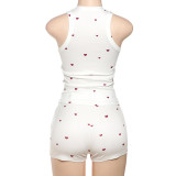 Love Print Tank Top Shorts Pajamas Two Piece Set DLSF-K25S63530