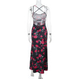 Sexy Square Neck Print Long Dress FL-JY25057MHO