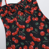 Cherry Print Halter Mini Dress FL-XY24644PFO