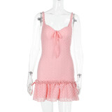 V Neck Solid Color Vest Mini Dress FL-YJ24685MHO