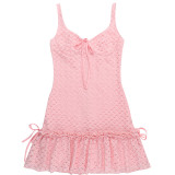 V Neck Solid Color Vest Mini Dress FL-YJ24685MHO