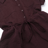 Solid Color Shirt Neck Romper FL-YJ25039PFO