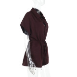 Solid Color Shirt Neck Romper FL-YJ25039PFO