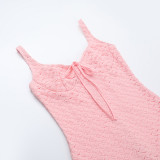 V Neck Solid Color Vest Mini Dress FL-YJ24685MHO