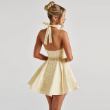 Deep V Neck Backless Mini Dress FL-YL25025MHO