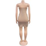 Sexy Hot Drill Hollow Out Sing Mini Dress BY-7209