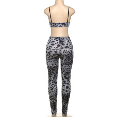 Pre Order: About 7 work days shipping Leopard Print Sling Two Piece Pants Set YUEM-300323
