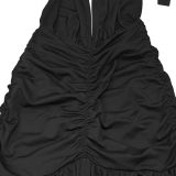 Halterneck Deep V Neck Split Maxi Dress BY-7225