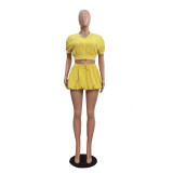 Casual Solid Color Washed Lantern Skirt Set TR-1327