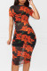 Short Sleeve Print Mesh Dress+Vest+Shorts 3 Piece Set MZ-2641-1