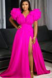 Plus Size Loose Mesh Big Swing Split Maxi Dress GRMF-RM0390
