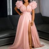 Plus Size Loose Mesh Big Swing Split Maxi Dress GRMF-RM0390