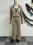 Plus Size V-shaped Lapel Long-sleeve Slim Pants Suit NY-11032