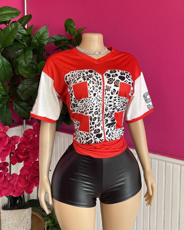 Pre Order: About 7 work days shipping Leopard Patchwork Loose Sport Suit YUEM-300324
