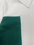 Short Sleeve Lapel Stripe Two Piece Skirts Set LS-0418