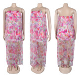 Plus Size See Through Mesh Patchwork Long Dress NY-11009