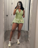 Solid Color Sleeveless Zipper Romper TR-1330