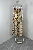 Plus Size Leopard Print Big Swing Maxi Dress GMAN-29081