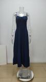 Plus Size Solid Color Tie Sling Maxi Dress GMAN-28268