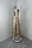 Plus Size Leopard Print Big Swing Maxi Dress GMAN-29081