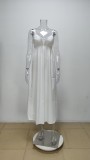 Plus Size V Neck Sling Backless Maxi Dress GMAN-28351
