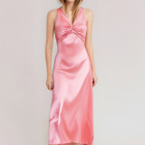 Plus Size Sexy V-neck Pleated Maxi Dress GMAN-28978