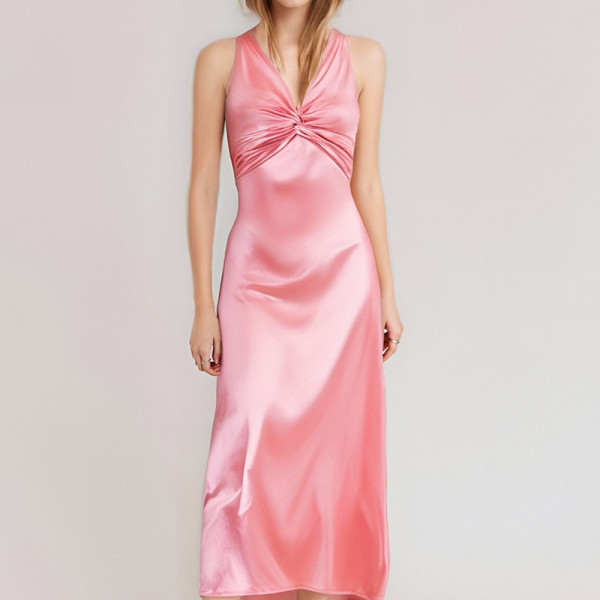 Plus Size Sexy V-neck Pleated Maxi Dress GMAN-28978