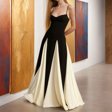 Plus Size Sling Color Block Big Swing Maxi Dress GMAN-28457