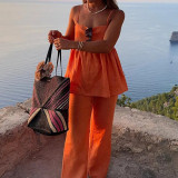 Plus Size Solid Color Loose Two Piece Pants Set GMAN-28635