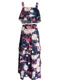 Plus Size Floral Top Camisole Ruffle Cake Skirt Set GMAN-21283