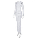 Hollow Out Lace See Through Maxi Dress GLAG-D3914228G
