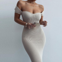 One Shoulder Solid Color Slim Midi Dress GLAG-D1C7527G