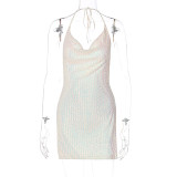 Backless Hollow Out Sequin Mini Dress GLAG-D2A10812G
