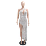 Sexy Slash Neck Sequin Split Long Dress CYA-901797