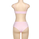 Halter Bikini Tank Top Love Hole Shorts Two Piece Set DLSF-K25S63798