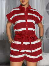 Stripe Color Block Sport Romper AIL-319