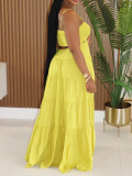 Solid Color Sling Big Swing Maxi Dress AIL-320