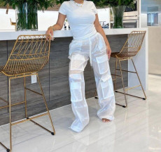 Sexy See Through Loose Solid Pants LSD-2443