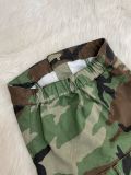 Wrap Chest Cardigan Buttoned Camouflage Romper LSD-24371