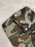 Wrap Chest Cardigan Buttoned Camouflage Romper LSD-24371
