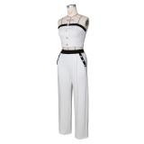 Color Block Wrap Chest Tops Loose Pants 2 Piece Set ZSD-0747