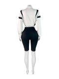 Long Sleeve Contrast Color Tops Midi Pants Suit CH-25023