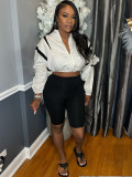 Long Sleeve Contrast Color Tops Midi Pants Suit CH-25023