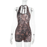 Leopard Print V Neck Romper FL-YL25066MHO