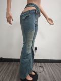 Fashion Zipper Micro Flare Jeans TK-6343