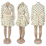 Plus Size Polka Dot Printed Puffy Skirt  Two Piece Set NY-11031