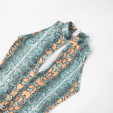 Python Printed Sleeveless Hollow Out Jumpsuit GDSF-D25JP134