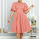 Plus Size Solid Color Lantern Sleeve Midi Dress GCZF-8631