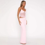 Patchwork Mesh Backless Maxi Dress GWSD-D1994480
