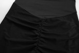 Off Shoulder Pleated Mesh Patchwork Dress 2 Piece Set GWSD-D1993943